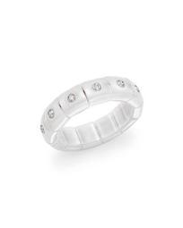 18K White Gold & White Ceramic Pura Diamond Bezel Stretch Eternity Ring