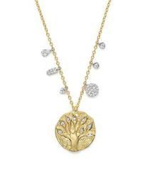 14K Yellow Gold Tree of Life Necklace, 16"