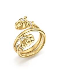 18K Yellow Gold Double Wrap Lion Cub Diamond Ring
