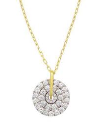 18K White & Yellow Gold Firenze Large Spinning Diamond Cluster Pendant Necklace, 16"