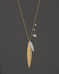 14K Yellow Gold Verticle Pendant Necklace with Diamonds, 16"