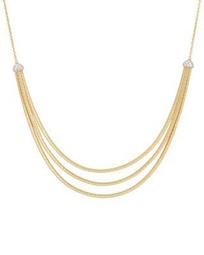 18K Yellow Gold Cairo Three Strand Necklace with Diamonds, 16.5"