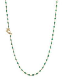 18K Gold Karina Necklace with Emerald, 24"