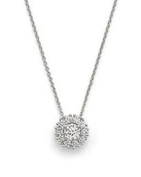 18K White Gold Cluster Pendant Necklace with Diamonds, 16"