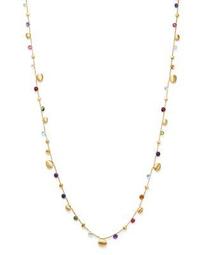 18K Yellow Gold Paradise Teardrop Long Gemstone Necklace, 34"