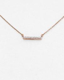 14K Rose Gold Pavé Diamond Bar Necklace, 15"