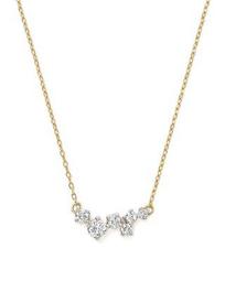 14K Yellow Gold Scattered Diamond Necklace, 15"