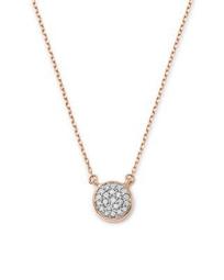 14K Rose Gold Pavé Diamond Disc Necklace, 15"