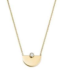 14K Yellow Gold Horizon Diamond Pendant Necklace, 16"