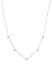 14K Yellow Gold Diamond Cluster Choker Necklace, 13.5"