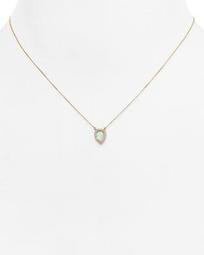 Opal & Diamond Teardrop Pendant Necklace, 15"