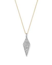 Sterling Silver and 14K Yellow Gold Pavé Diamond Pendant Necklace, 15"