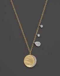 Diamond Disc Charm Necklace in 14K Yellow Gold, 16"