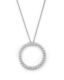 18K White Gold and Diamond Large Circle Necklace, 16"