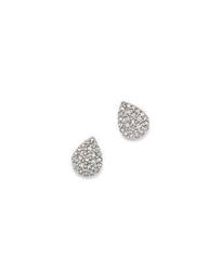 Sterling Silver Pavé Diamond Teardrop Stud Earrings