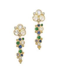 18K Yellow Gold Mare Drop Earrings with Tsavorite, Sapphire, Blue Moonstone and Diamond