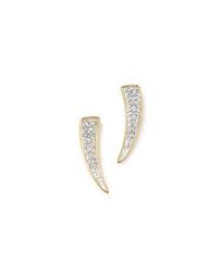 14K Yellow Gold Pavé Diamond Tusk Earrings