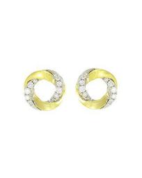 18K White & Yellow Gold Mini Halo Diamond Stud Earrings