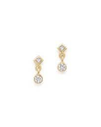 14K Yellow Gold & Diamond Tiny Drop Earrings