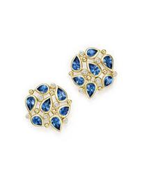 18K Yellow Gold Pear Cluster Earrings with Sapphire and Diamonds