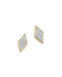 14K Yellow Gold & Pavé Diamond Tiny Stud Earrings