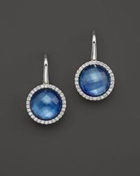 Roberto Coin 18K White Gold Fantasia Blue Topaz, Lapis and Mother-of-Pearl Triplet Cocktail Earrings with Diamonds