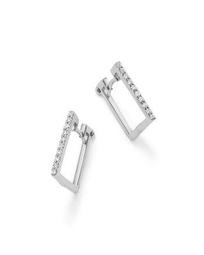 18K White Gold Diamond Square Hoop Earrings