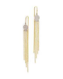 14K Yellow Gold and 14K White Gold Fringe Earrings with Diamonds