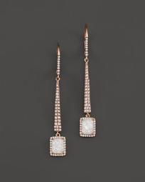 14K Rose Gold Druzy Elongated Earrings with Diamonds