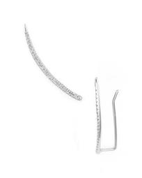 Diamond Pavé Curve Wing Threader Earrings