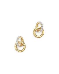14K Yellow Gold Pavé Diamond Interlocking Loop Stud Earrings