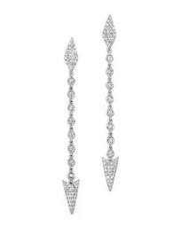 14K White Gold Diamond Arrow Drop Earrings