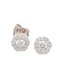 18K White Gold Firenze Mini Single Hexagon Diamond Stud Earrings