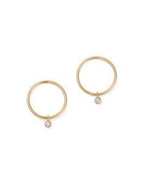 14K Yellow Gold Circle Earrings with Diamonds