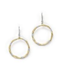 14K Gold and Diamond Open Circle Earrings