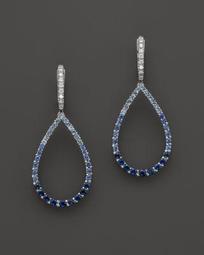 Sapphire and Diamond Ombré Teardrop Earrings in 14K White Gold - 100% Exclusive