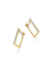18K Yellow Gold Diamond Square Hoop Earrings