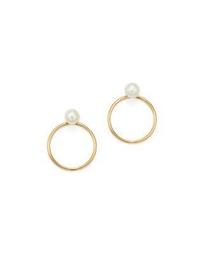 14K Yellow Gold Cultured Freshwater Pearl Circle Earring Jackets