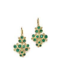 18K Yellow Gold Emerald Trio Cluster Earrings