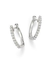 18K White Gold Small Diamond Hoop Earrings