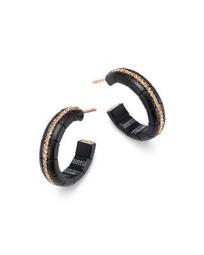 18K Rose Gold & Matte Black Ceramic Pura Champagne Diamond Hoop Earrings