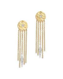 14K White and Yellow Gold Disc and Fringe Earrings with Diamonds