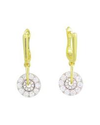 18K White & Yellow Gold Spinning Diamond Cluster  Earrings