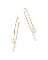 14K Yellow Gold Wire Earrings with Cultured Freshwater Pearls