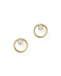 14K Yellow Gold Paris Small Circle Diamond Earrings