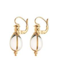Temple St. Clair 18K Yellow Gold Oval Crystal Amulet Earrings