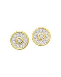 18K White & Yellow Gold Firenze Diamond Disc Stud Earrings