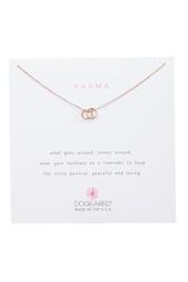 Rose Gold Plated Sterling Silver Linked Karma Ring Pendant Necklace