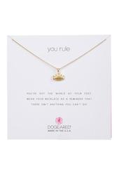 14K Yellow Gold Plated Sterling Silver 'You Rule' Regal Crown Pendant Necklace