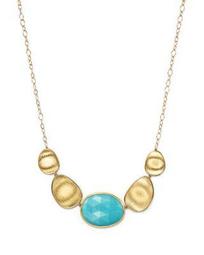 18K Yellow Gold Turquoise Necklace, 16.5"